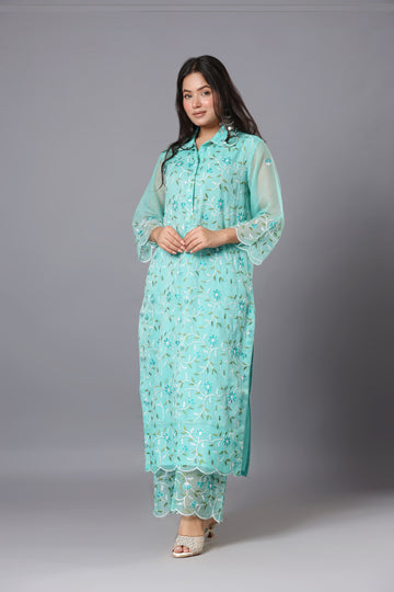 FLORAL OASIS EMBRIODED KURTA SET
