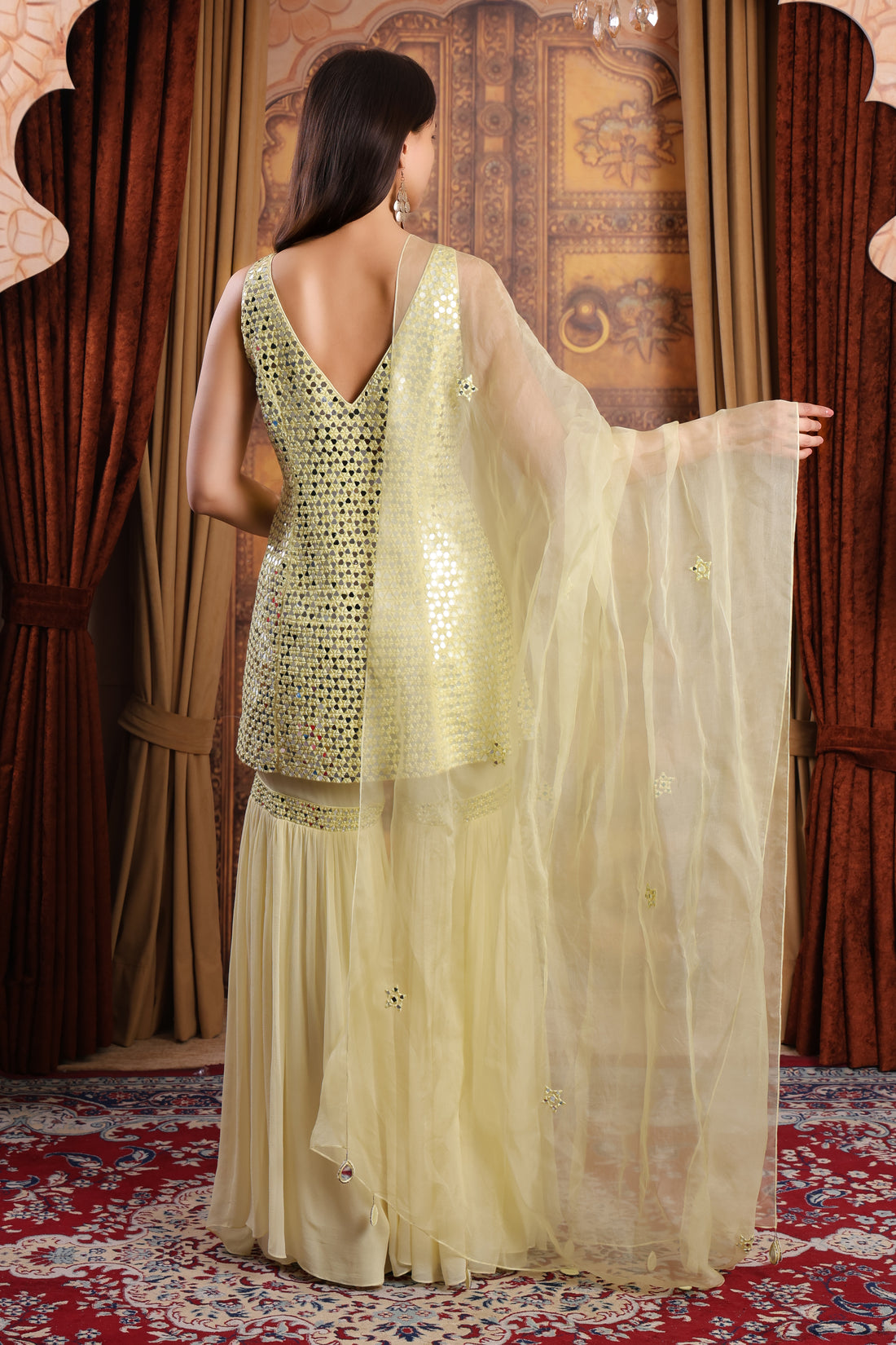 Gorgeous lemon shrara kurti set