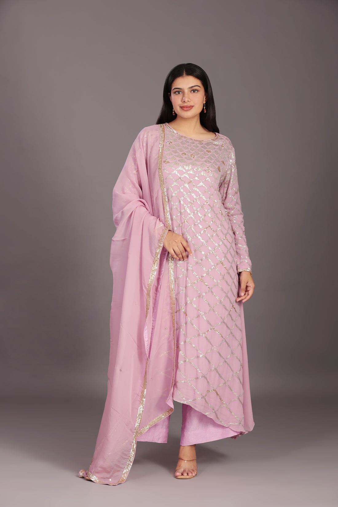 Mauve Orchid Long Kurta Set