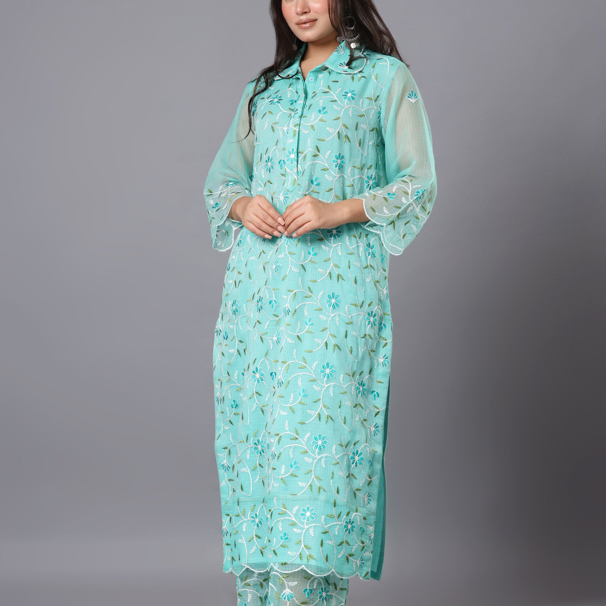FLORAL OASIS EMBRIODED KURTA SET