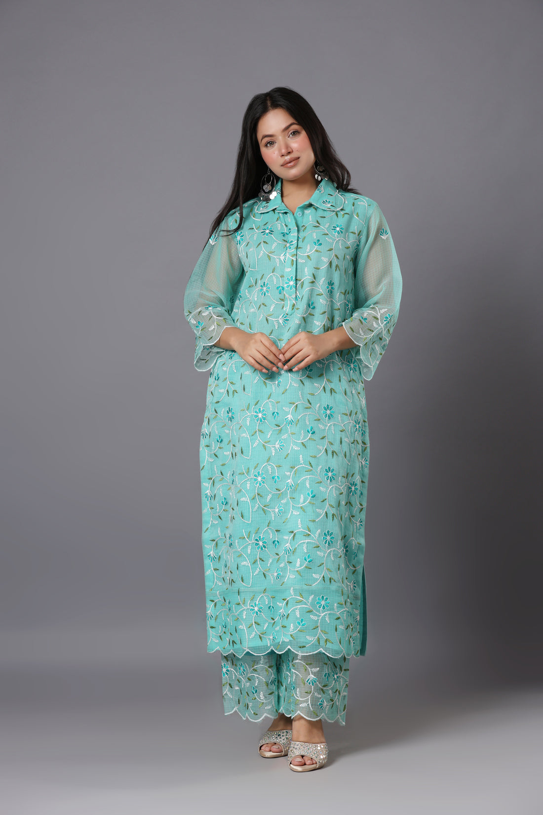 FLORAL OASIS EMBRIODED KURTA SET
