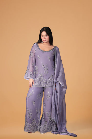 PURPAL KURTI PLAZO/SHRARA DUPTTA SET