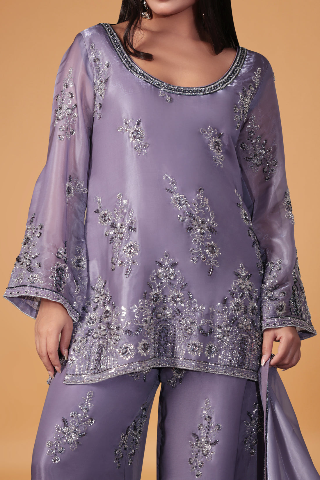 PURPAL KURTI PLAZO/SHRARA DUPTTA SET
