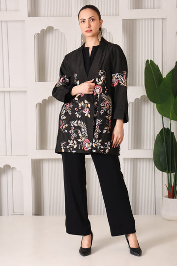 Black Silk Indo-Western Co-ord Set