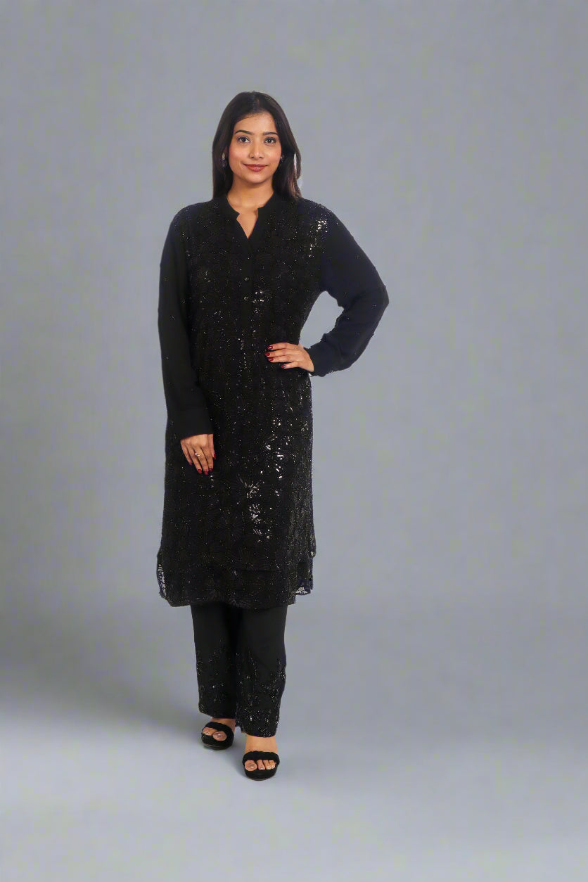 MIDNIGHT MIRAGE BLACK KURTA SET