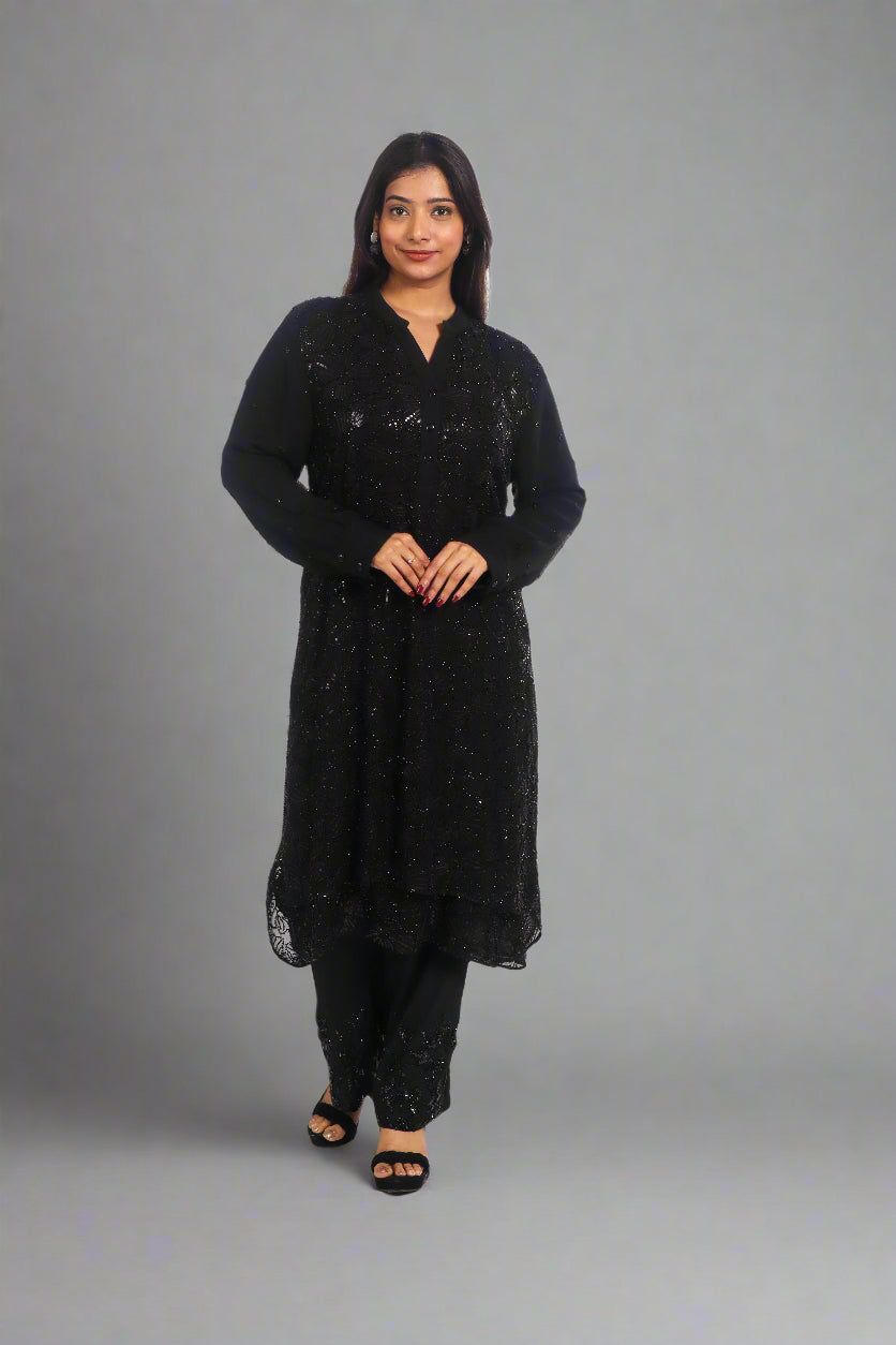 MIDNIGHT MIRAGE BLACK KURTA SET