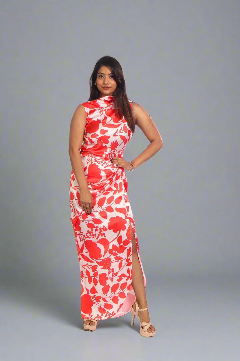 CRIMSON DREAM SLIT DRESS