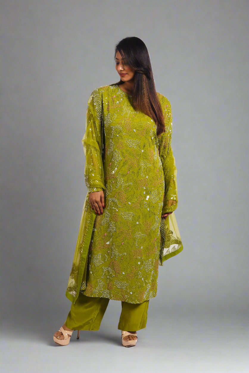 VEDRUM GREEN KURTA SET