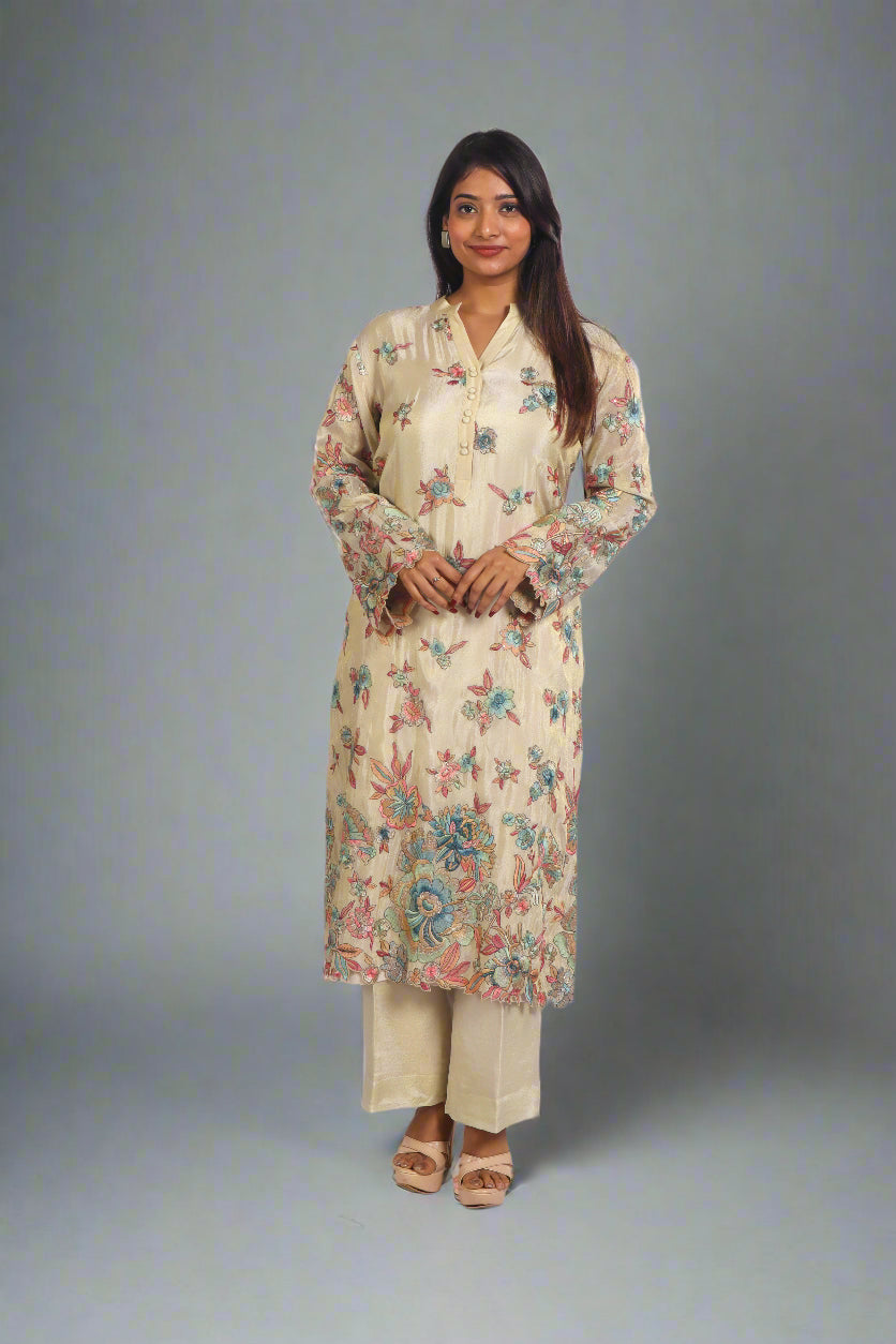 FLORAL TISSUE KURTA SET
