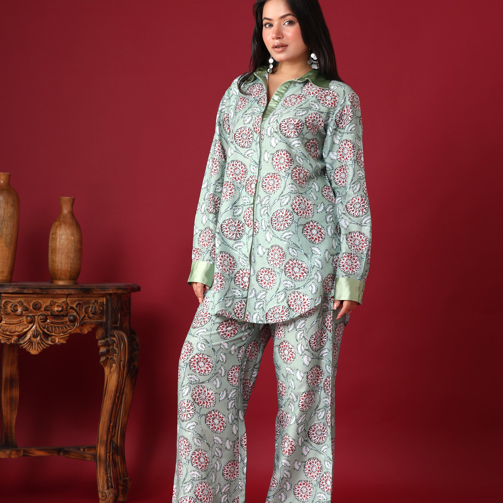MINT GREEN FLORAL CO-ORD SET