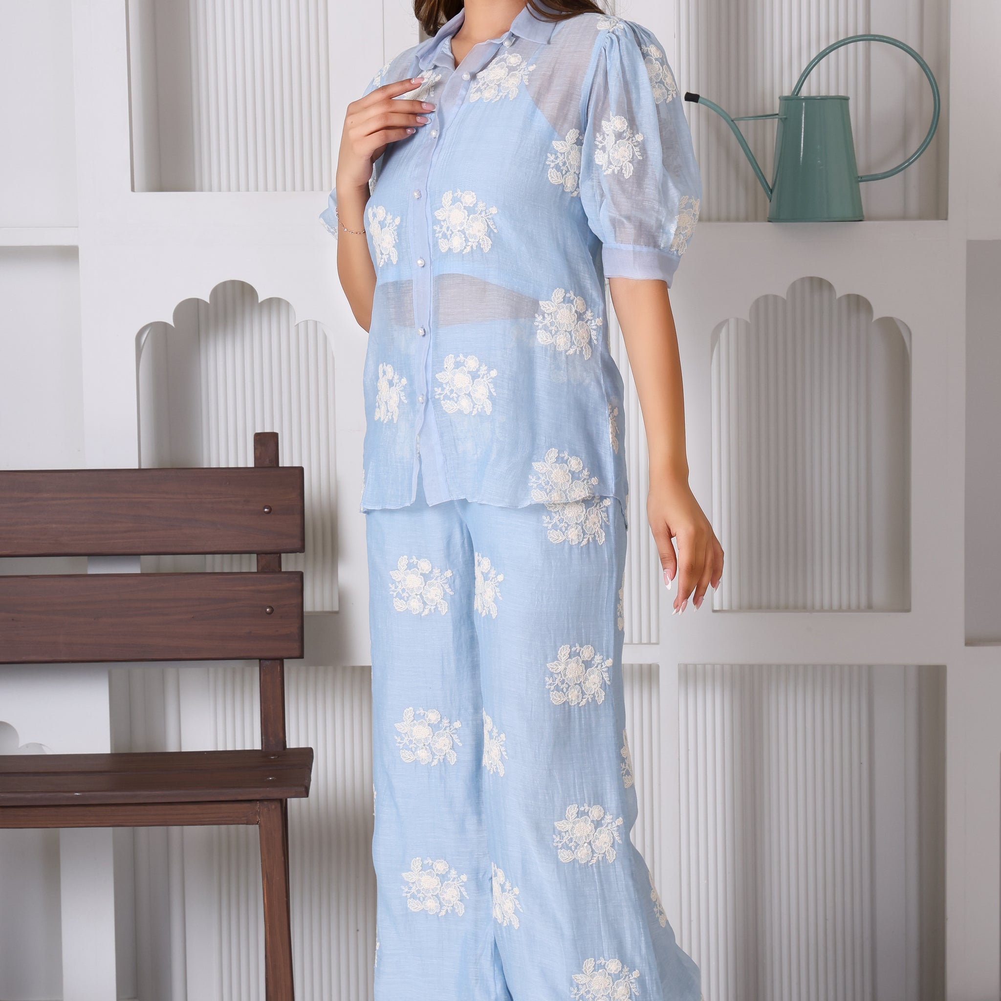 SKY BLUE FLORAL CO-ORD SET
