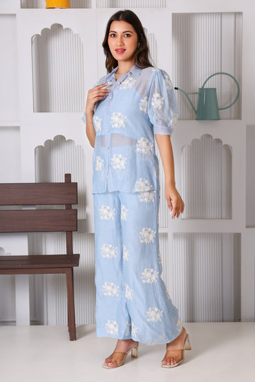 SKY BLUE FLORAL CO-ORD SET
