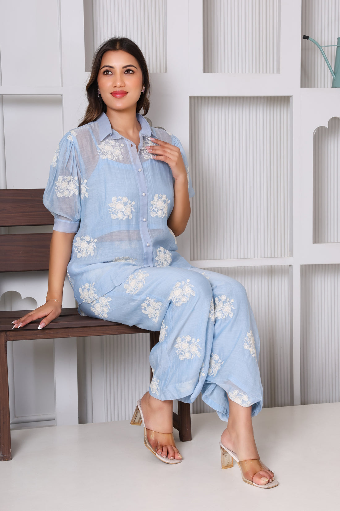 SKY BLUE FLORAL CO-ORD SET