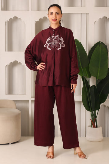 Maroon Bloom Co-ord Set