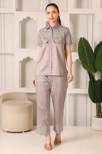 Silver Mist Luxury Gloss Cotton Co-ord Set