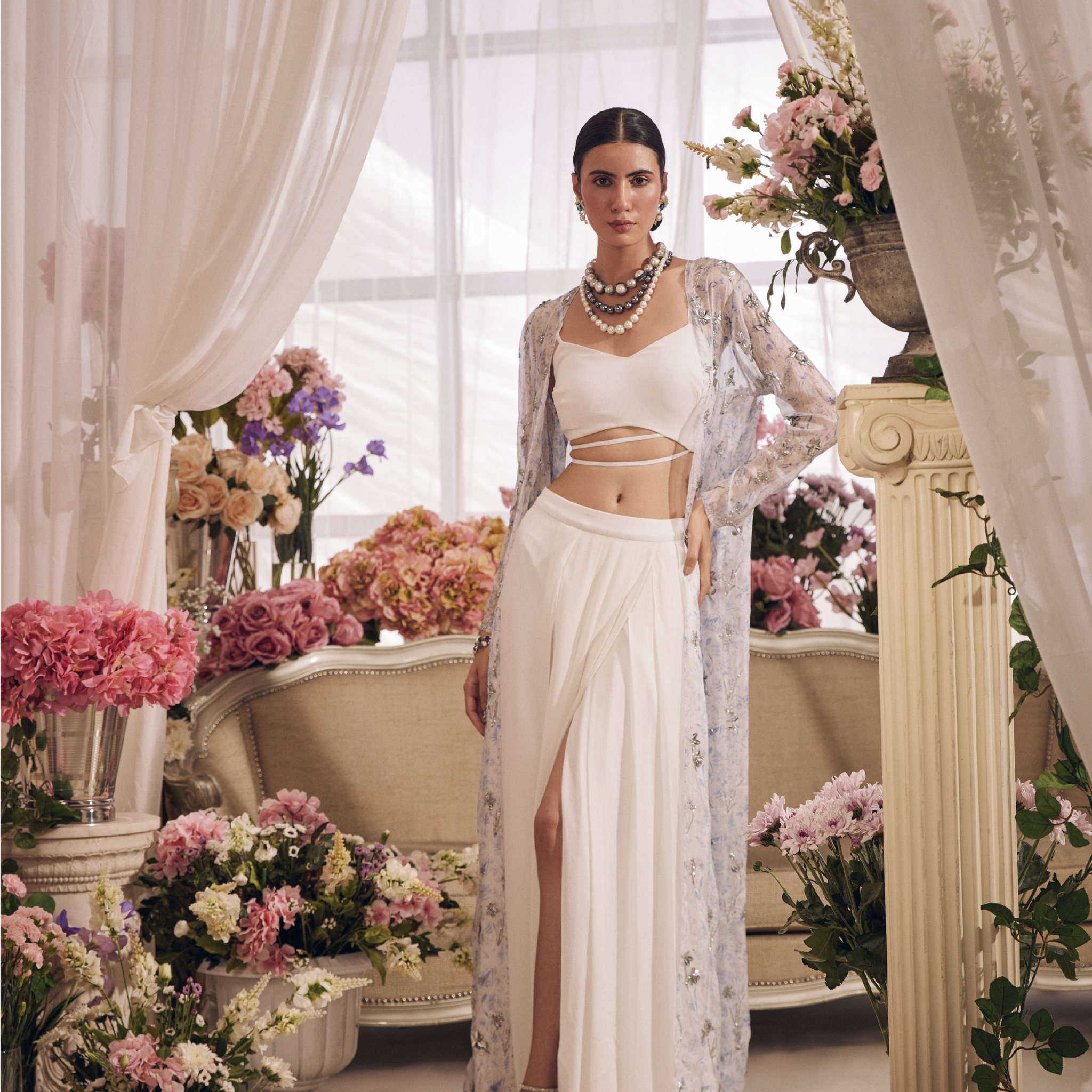 ERENE CHIFFON CAPE SET