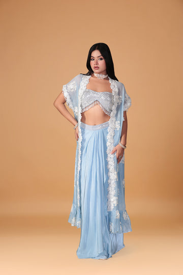 AZURE PETALS CAPE SET