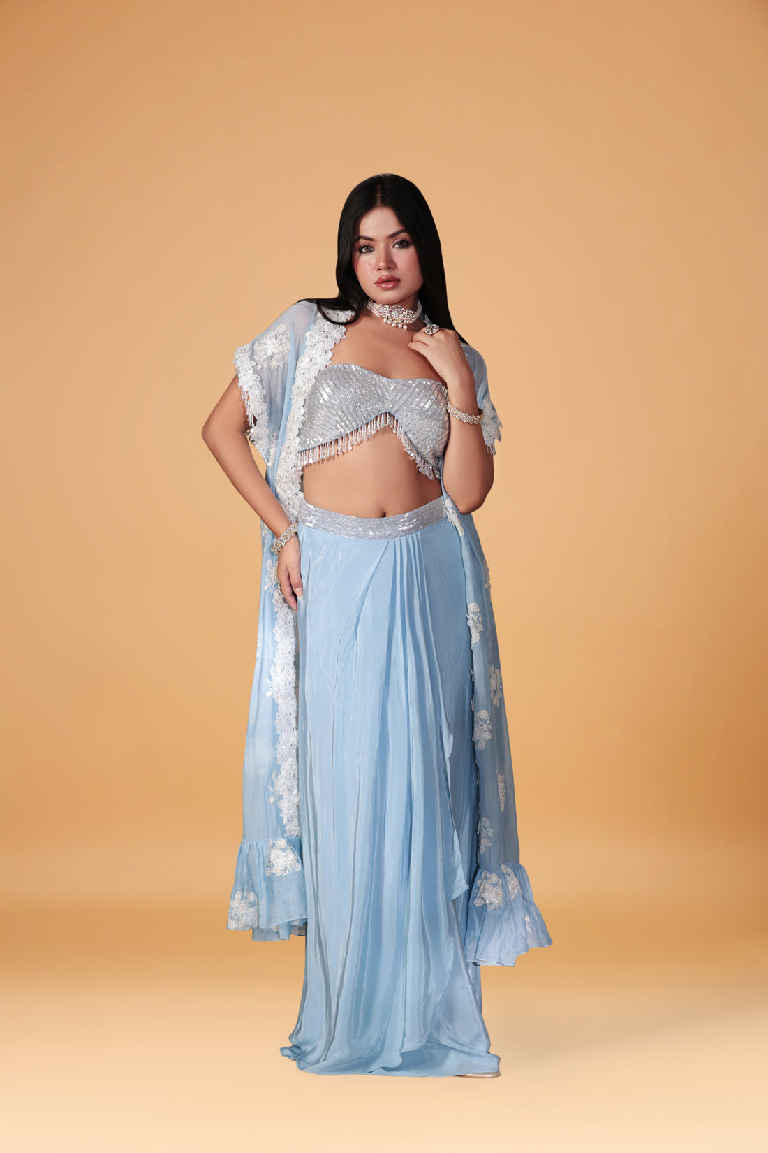 AZURE PETALS CAPE SET